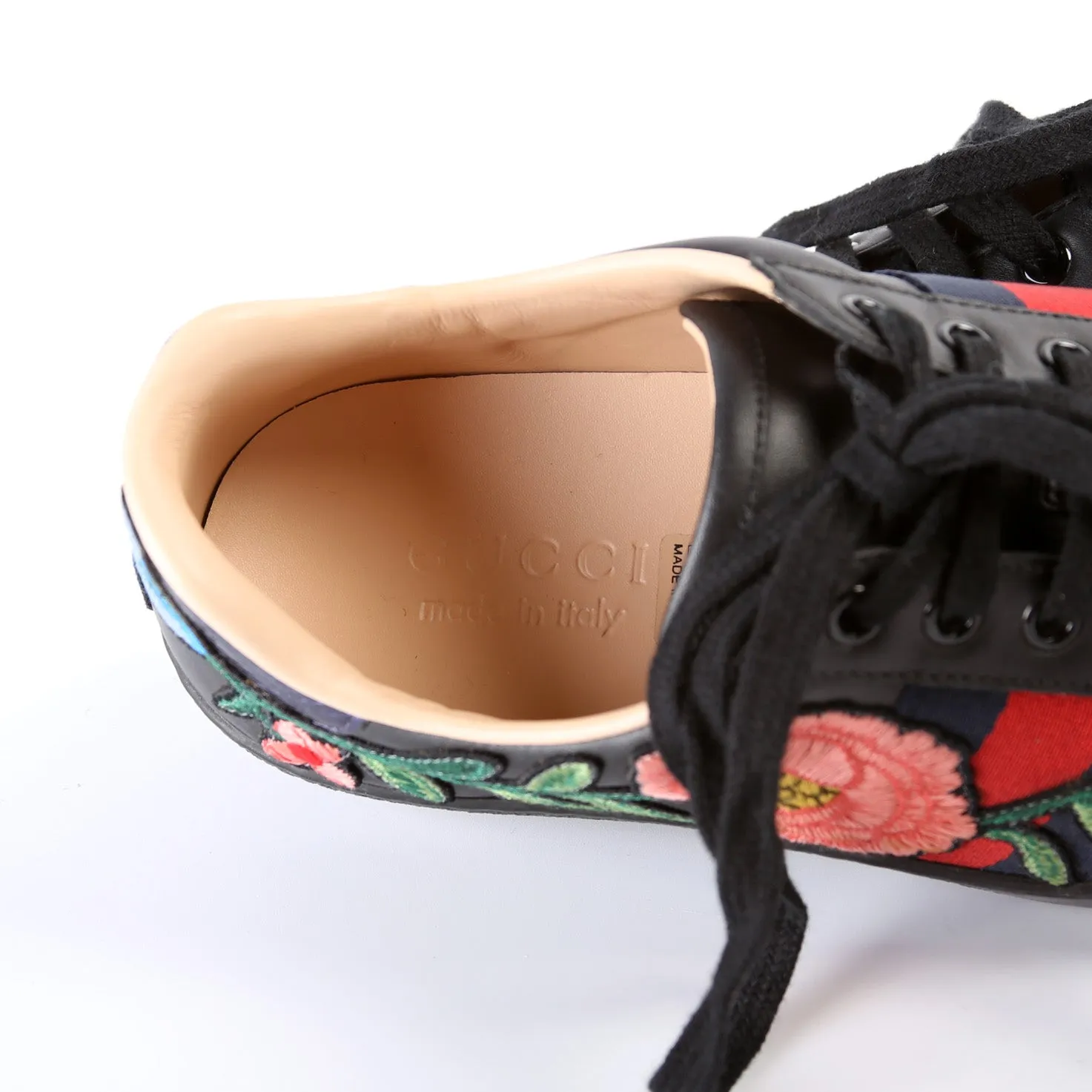 Ace Web Flower Embroidered Leather Sneaker Men's Size 5