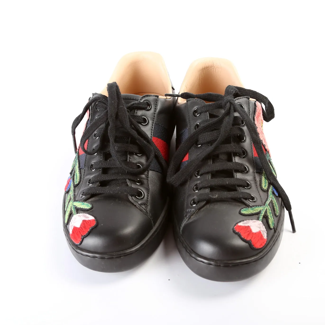 Ace Web Flower Embroidered Leather Sneaker Men's Size 5