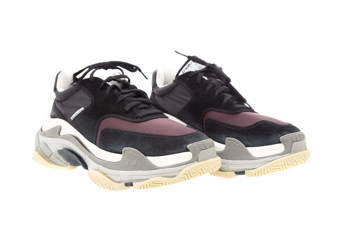 Balenciaga Black & Bordeaux Triple S Sneakers SZ 7 NWT