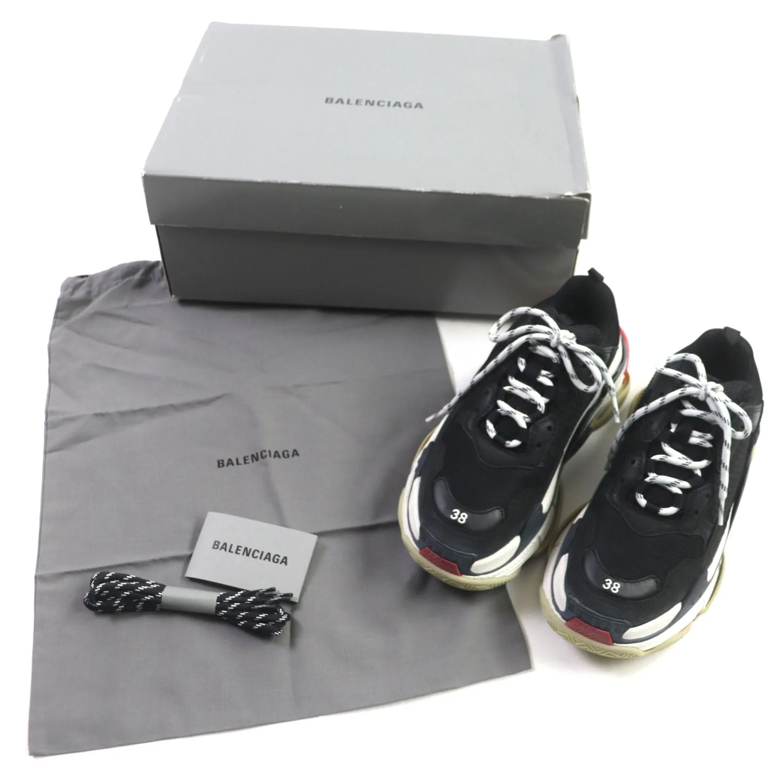 Balenciaga Triple S Logo Leather Nylon Sneakers