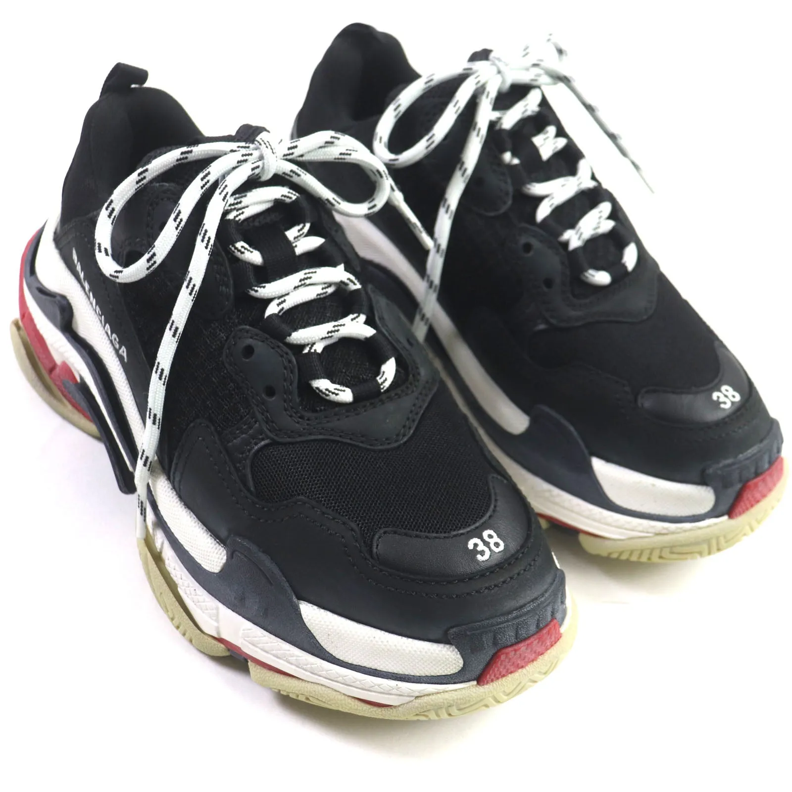 Balenciaga Triple S Logo Leather Nylon Sneakers