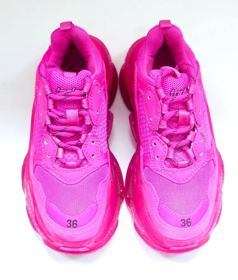 Balenciaga women's pink Triple S Clear Sole Sneakers