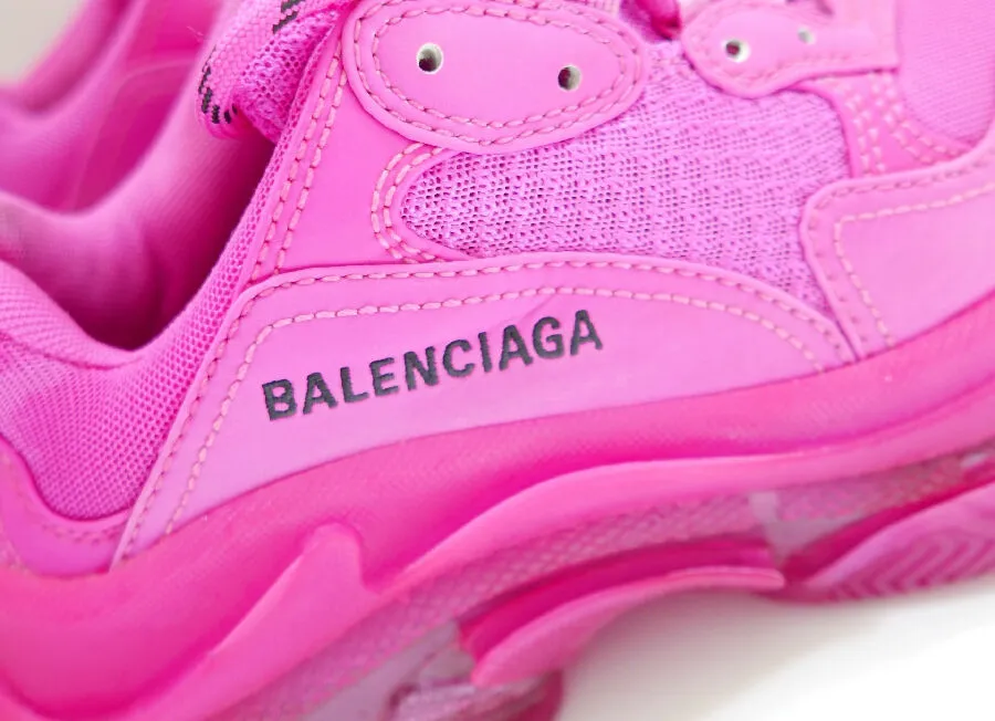 Balenciaga women's pink Triple S Clear Sole Sneakers