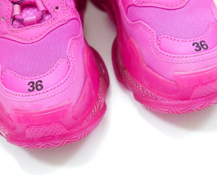 Balenciaga women's pink Triple S Clear Sole Sneakers