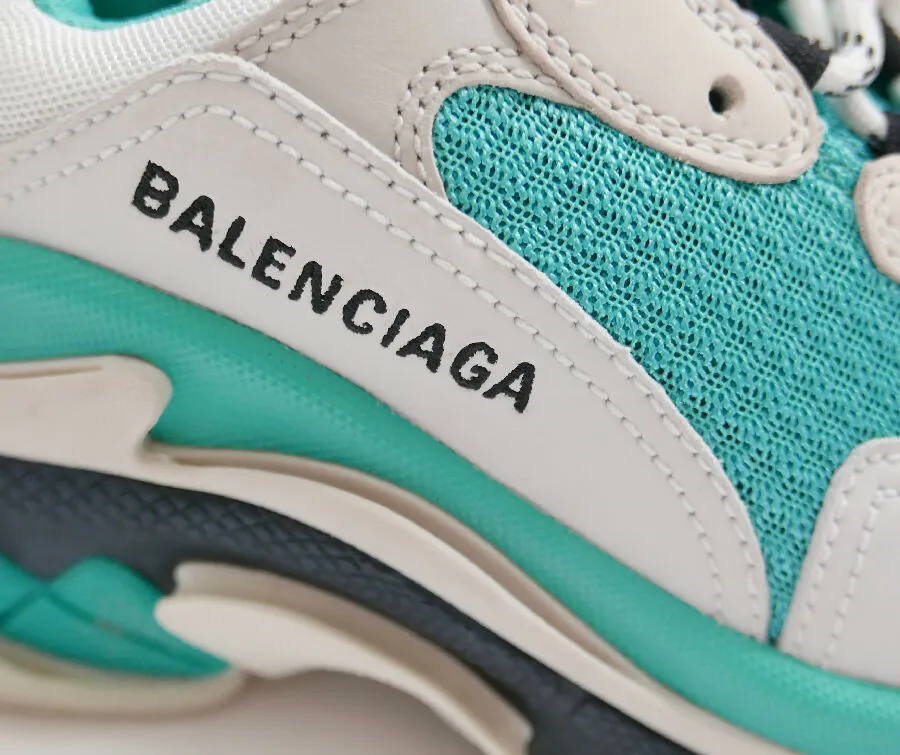Balenciaga women's turquoise and grey Triple S Trainers