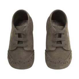 Bonpoint Baby Small Leather Shoes Khaki Grey
