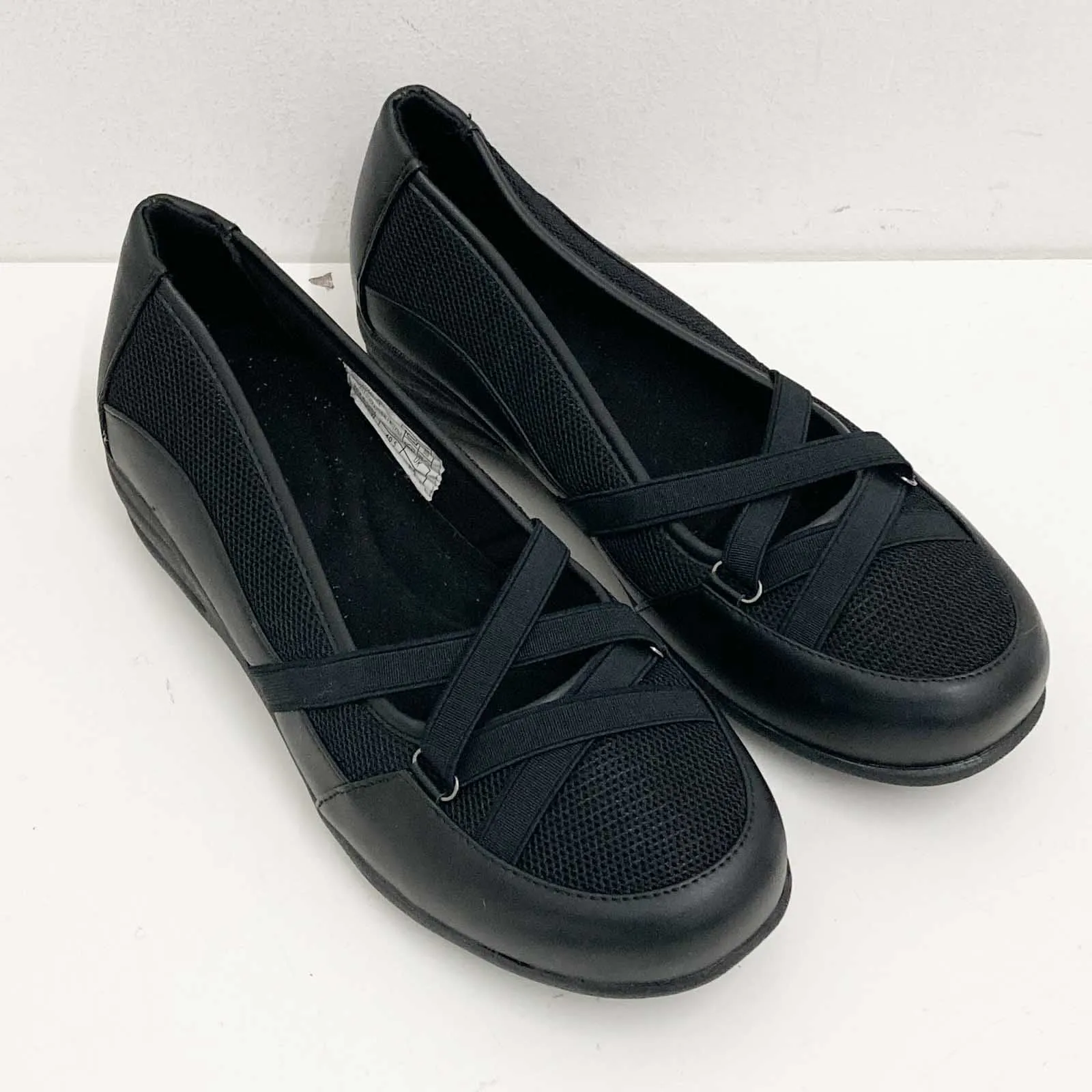 Cloudwalkers Black Faux Leather Comfort Slip On Shoes UK 7.5