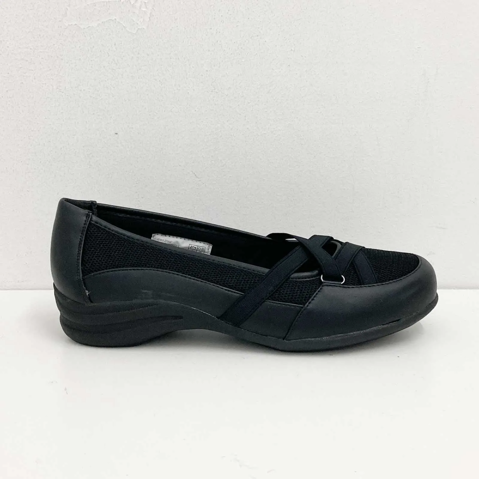 Cloudwalkers Black Faux Leather Comfort Slip On Shoes UK 7.5