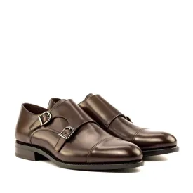 DapperFam Monaco in Dark Brown Men's Italian Leather Double Monk