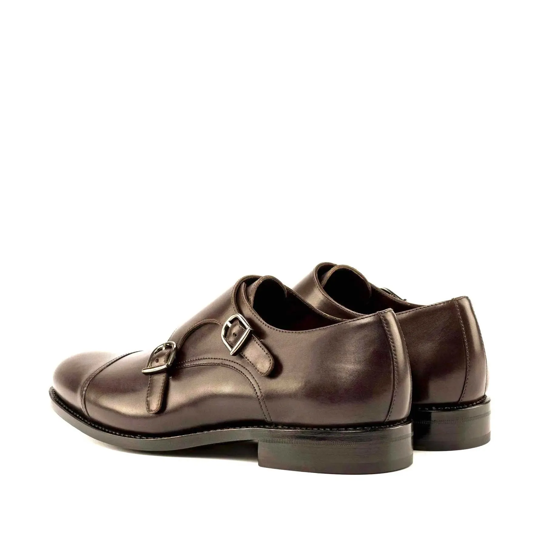 DapperFam Monaco in Dark Brown Men's Italian Leather Double Monk