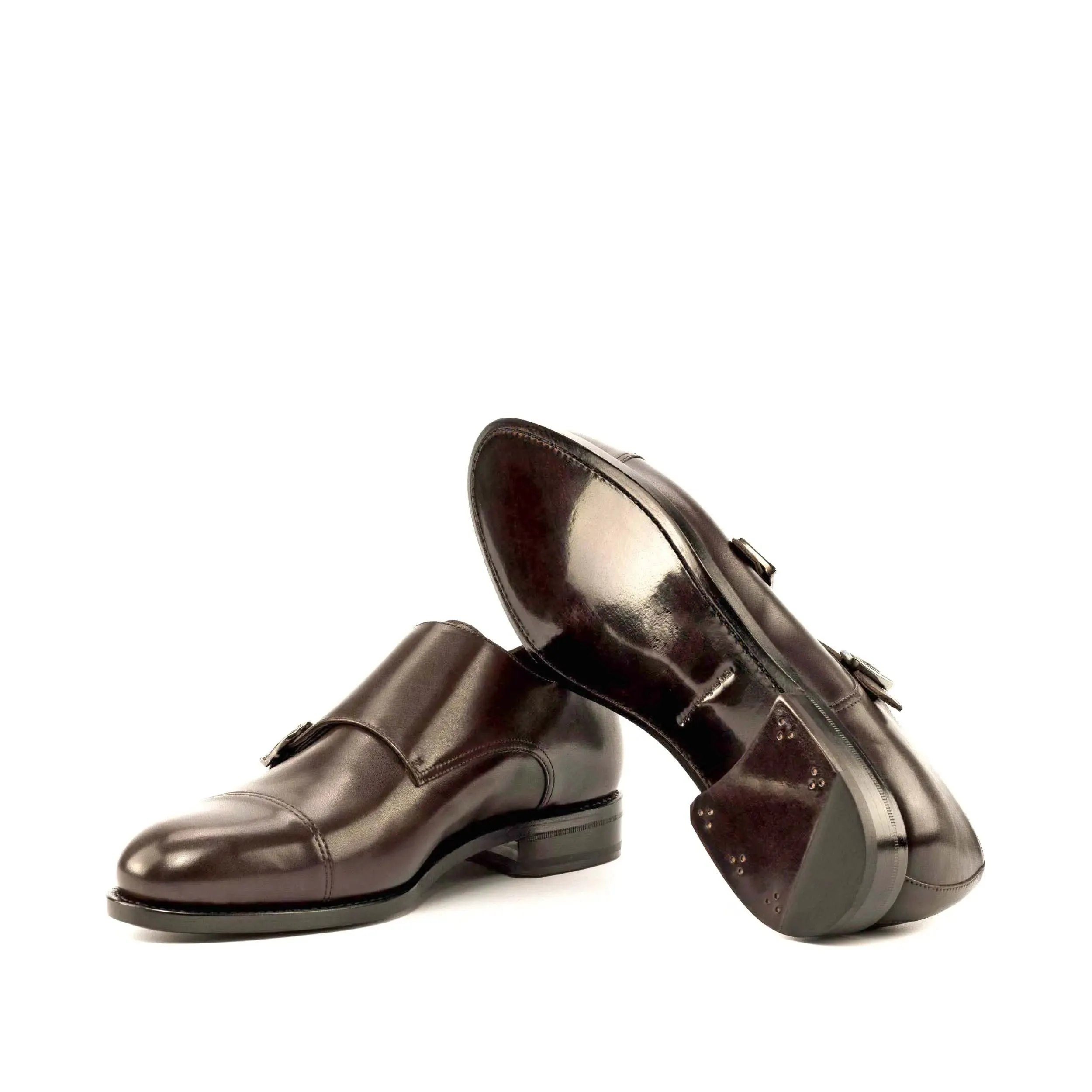 DapperFam Monaco in Dark Brown Men's Italian Leather Double Monk