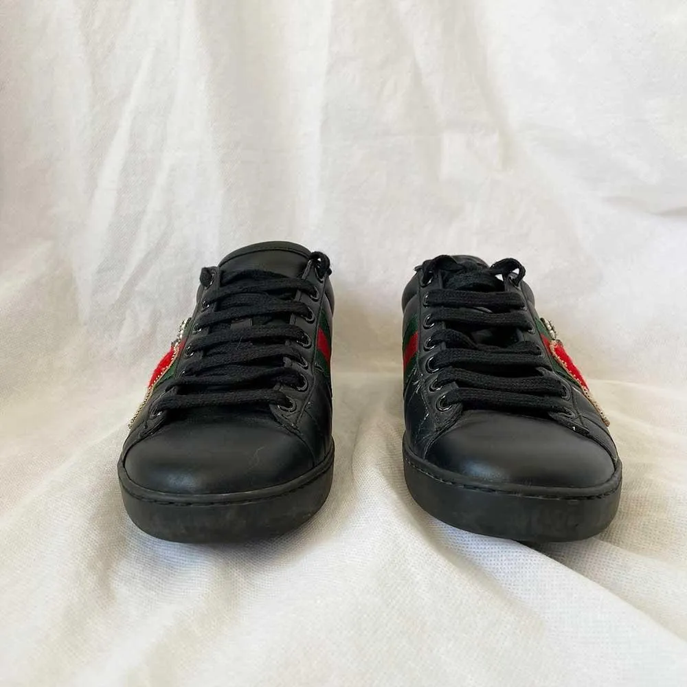Gucci Black Leather Ace Sneakers, 36