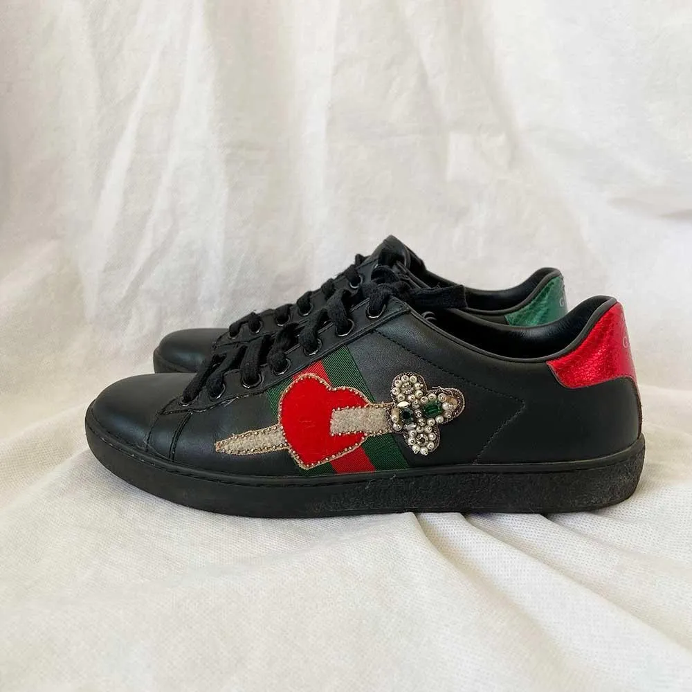 Gucci Black Leather Ace Sneakers, 36