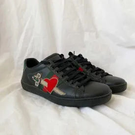 Gucci Black Leather Ace Sneakers, 36