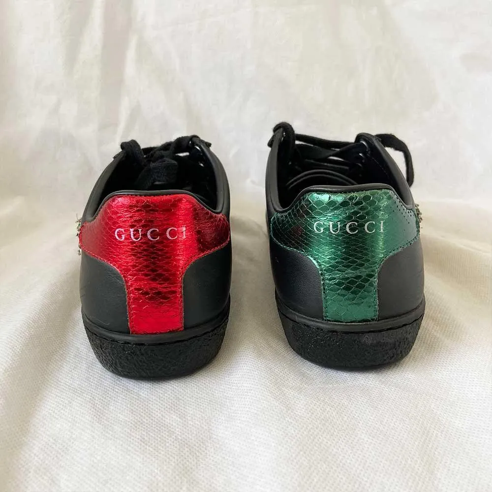 Gucci Black Leather Ace Sneakers, 36