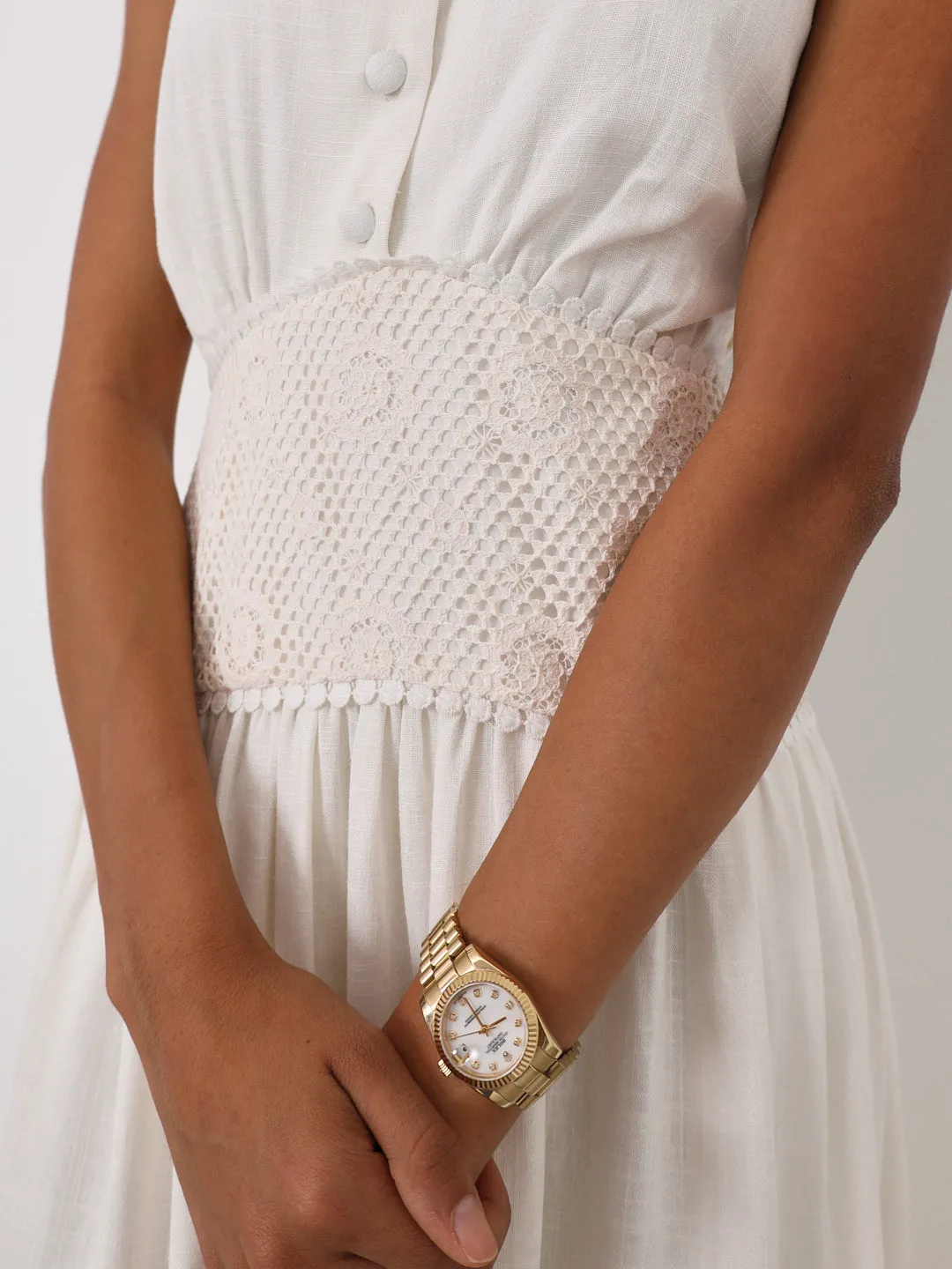 Harlow Linen & Lace Dream Day Dress | Ivory
