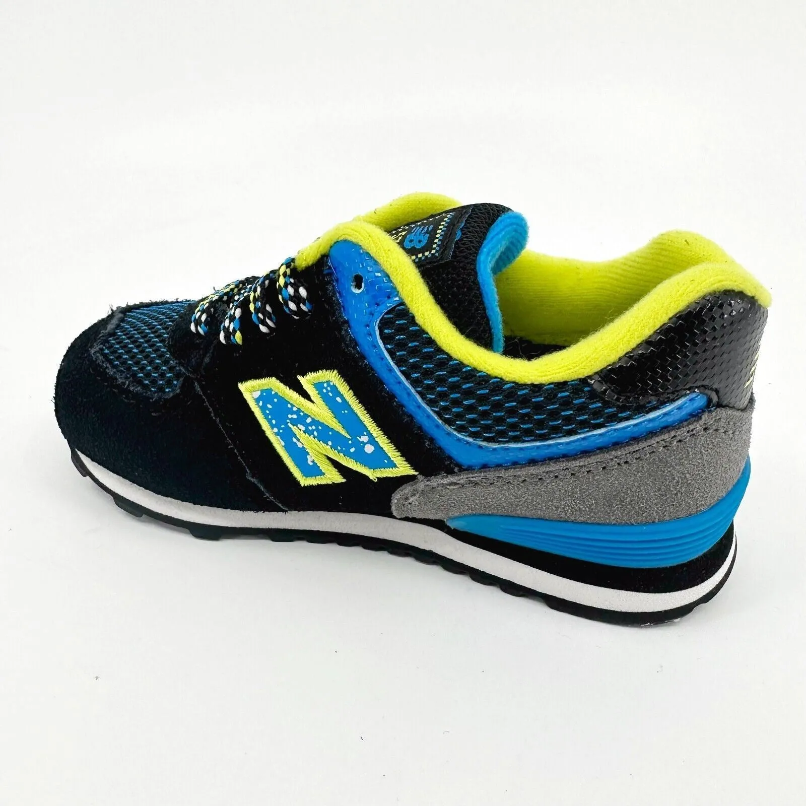 New Balance 574 Classics Black Blue Lime Infant Casual Sneakers KL57403I