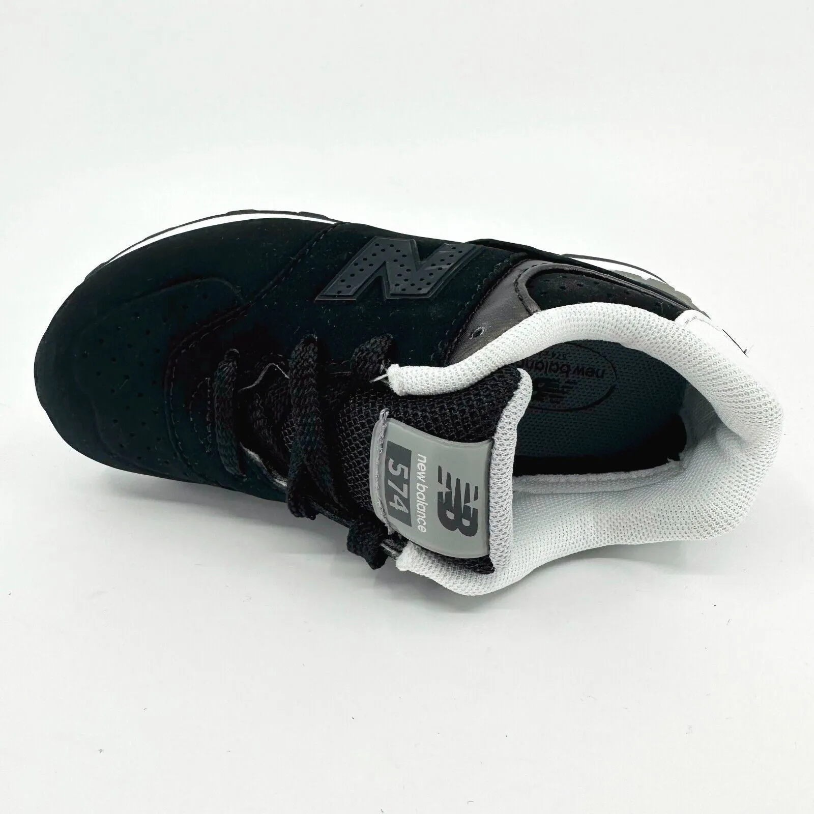 New Balance 574 Classics Black White Suede Infant Casual Sneakers KL574A1I