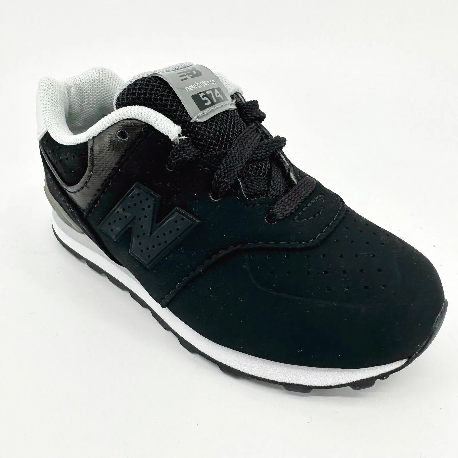 New Balance 574 Classics Black White Suede Infant Casual Sneakers KL574A1I