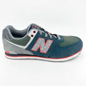 New Balance 574 Classics Navy Grey Red Suede Kids Running Sneakers KL57401G