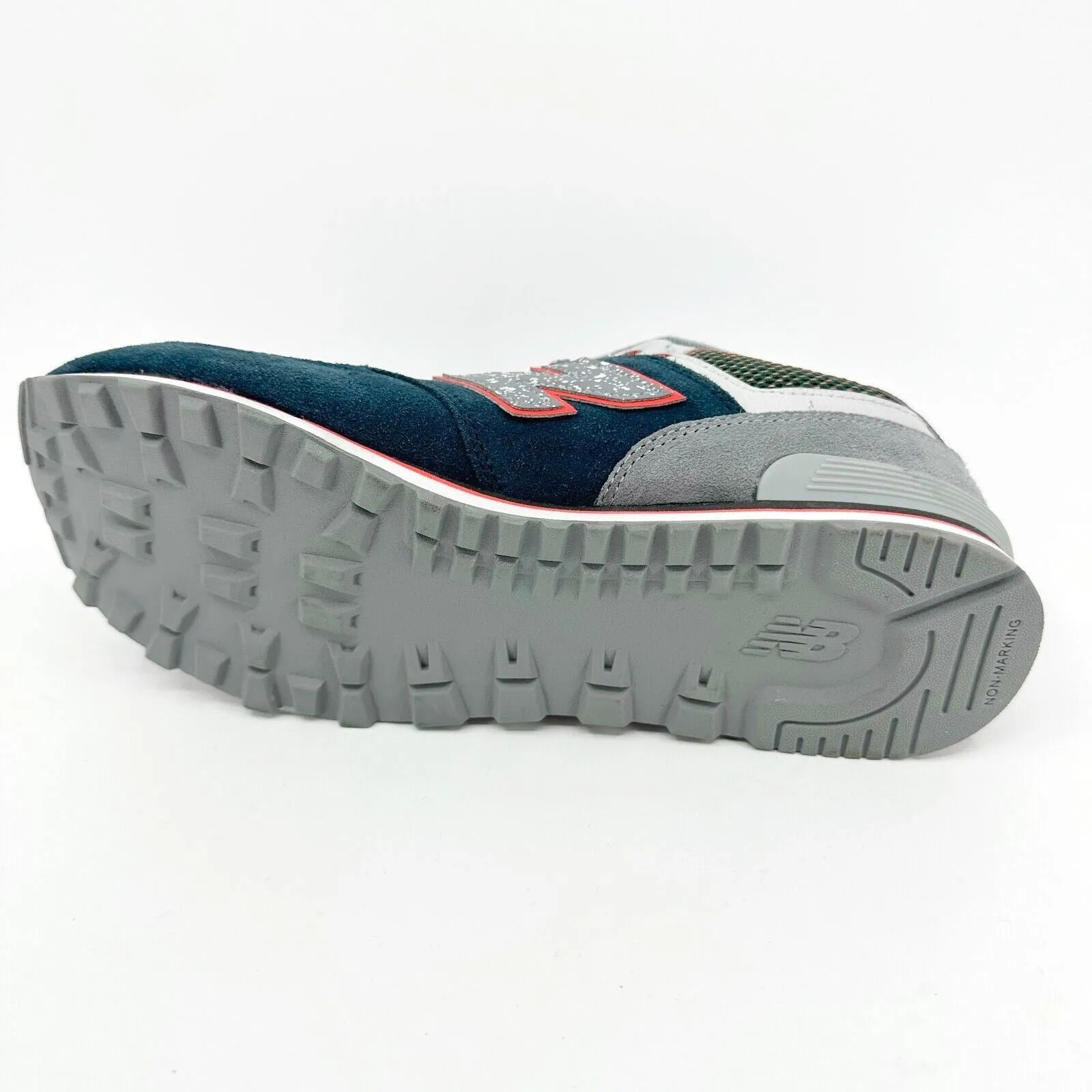 New Balance 574 Classics Navy Grey Red Suede Kids Running Sneakers KL57401G