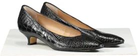 Russell & Bromley Black Croc Print Kitten Heels UK 6 EU 39 👠